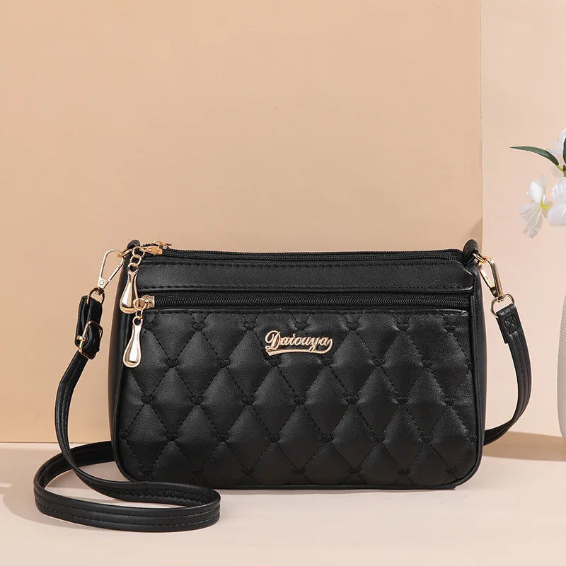 PU Leather Crossbody Bags Zipper New Fashion Shoulder Bag for Women Large Capacity Embroidery Thread Small Purse and Handbags