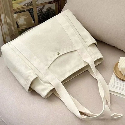 Large Capacity Canvas Tote Bags For Work Commuting Carrying Handbag College Style Student Outfit Book Shoulder Bag Women Bags